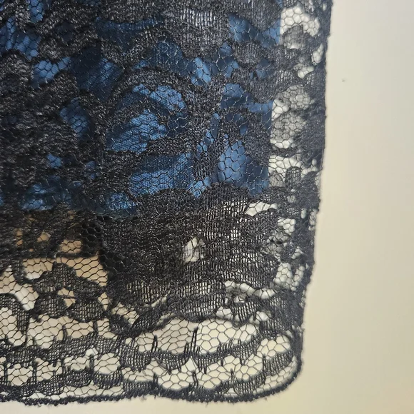 Xhilaration Juniors Sleeveless Strap Ruffle Blue and Black Lace Dress, size S - Picture 5 of 8